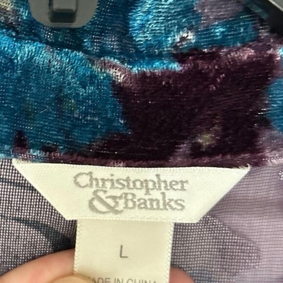 Velvet Floral Burnout Blouse Whimsigoth Boho Romantic Button Down Top Large - Picture 8 of 10